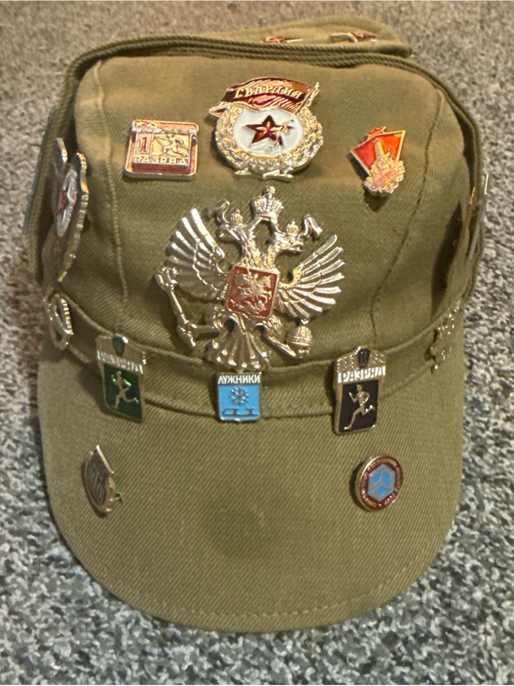 Russian Army Afghanka Cap Military Soviet USSR Uniform Khaki 18 Pins Size 56